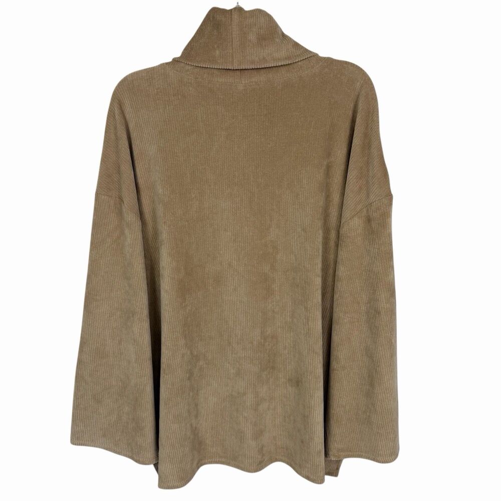NEW DG2 Diane Gilman Ribbed Cowl Neck Beige Long Sleeve Lounge Top Cozy Large - Picture 2 of 9